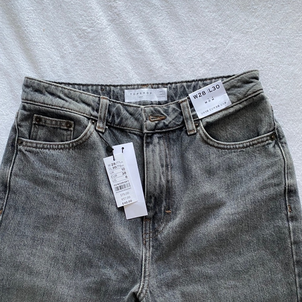 Ripped gray mom jeans from Topshop. Brand new